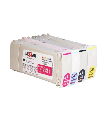 Pack 4 cartuchos para HP L310/315/330/335/360/365 (HP831) 775ml Tinta látex