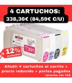 Pack 4 cartuchos para HP L310/315/330/335/360/365 (HP831) 775ml Tinta látex